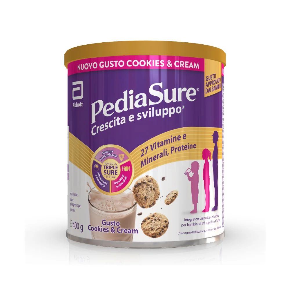 Pediasure Crescita E Sviluppo Integratore Multivitaminico Per Bambini Cookies&Cream 400 g Integratore per la Crescita