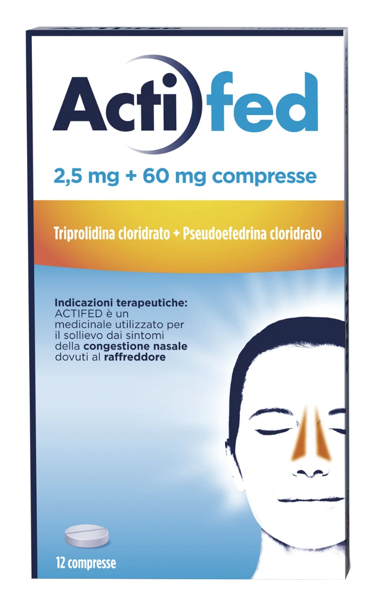 Actifed 2,5 Mg 12 Compresse Congestione Nasale e Raffreddore