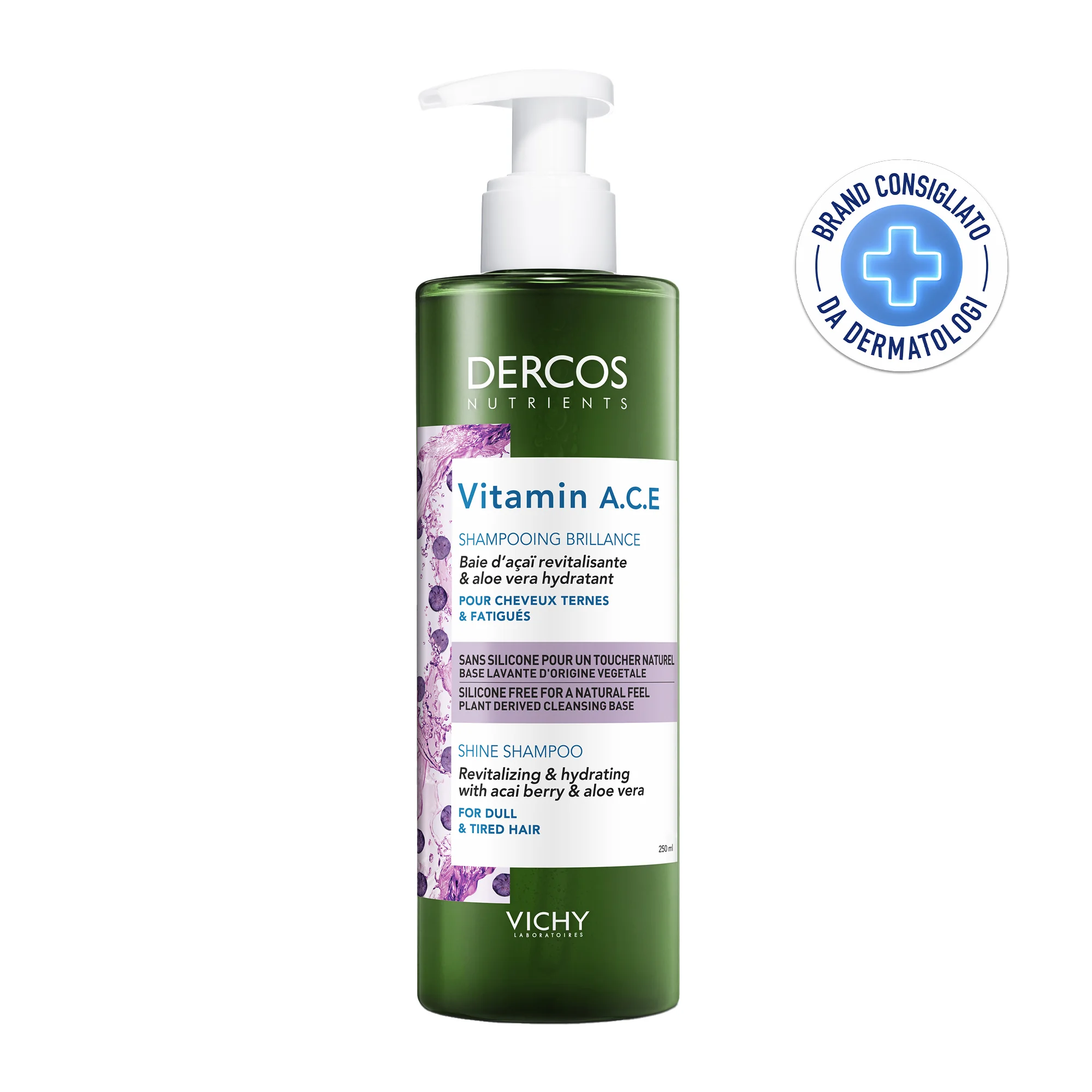 Vichy Dercos Nutrients Vitamin ACE Shampoo Illuminante 250 ml Capelli spenti e opachi