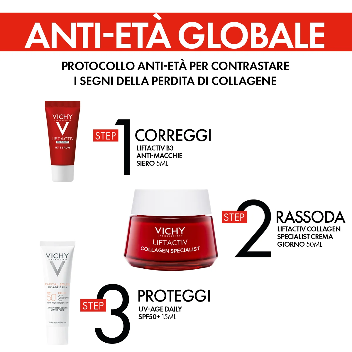 Vichy Cofanetto Liftactiv Specialist Siero Anti-macchie 5 ml + Crema Giorno 50 ml + Uv-age Daily SPF 50+ 15 ml