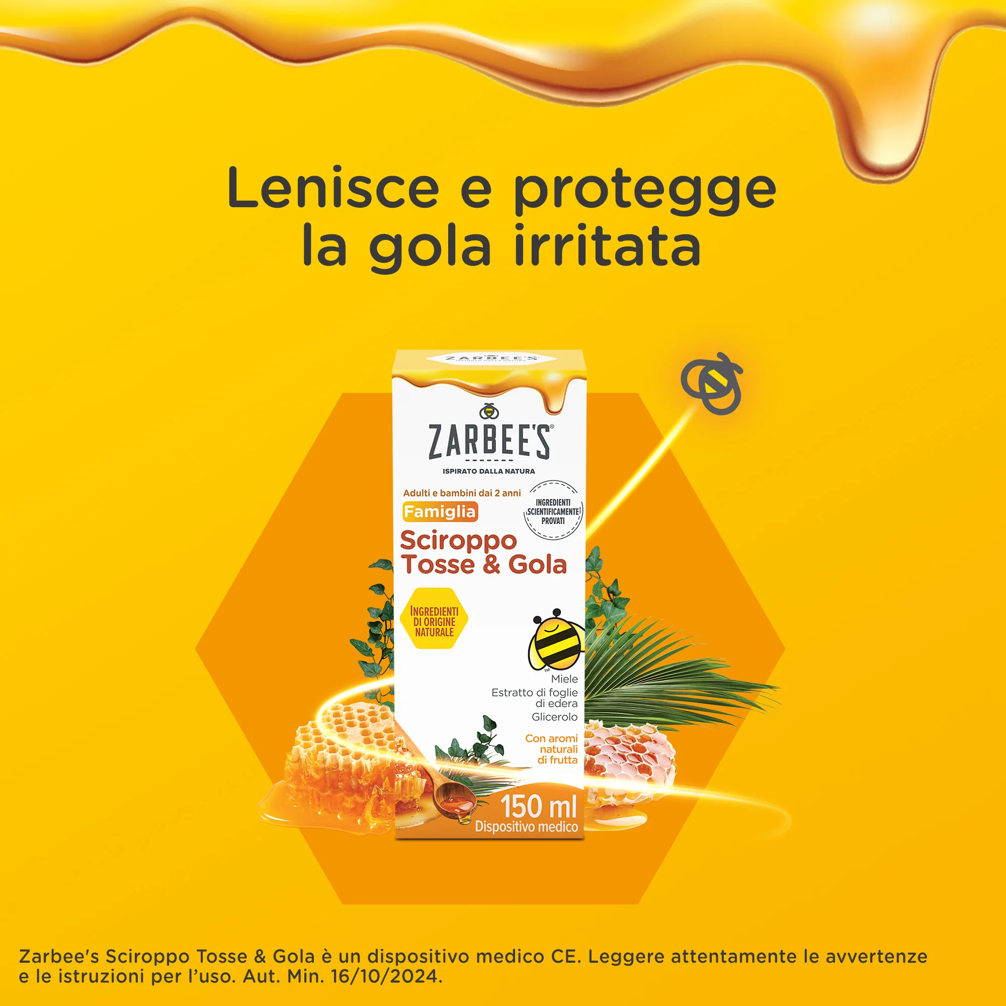 Zarbee's Sciroppo Tosse & Gola 150 ml Sciroppo Tosse Adulti e Bambini a Partire dai 2 Anni