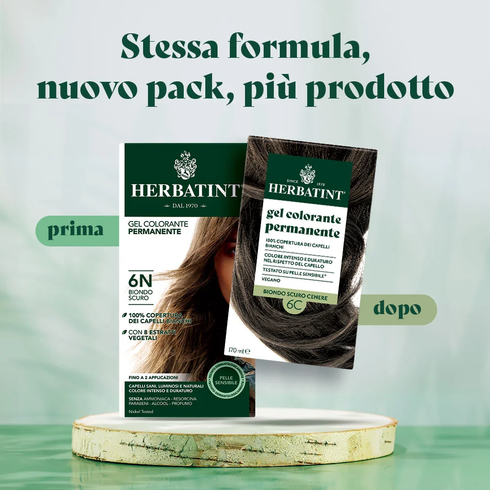 Herbatint Gel Colorante Permanente 6C Biondo Scuro Cenere 170 Ml Colore Intenso e Duraturo