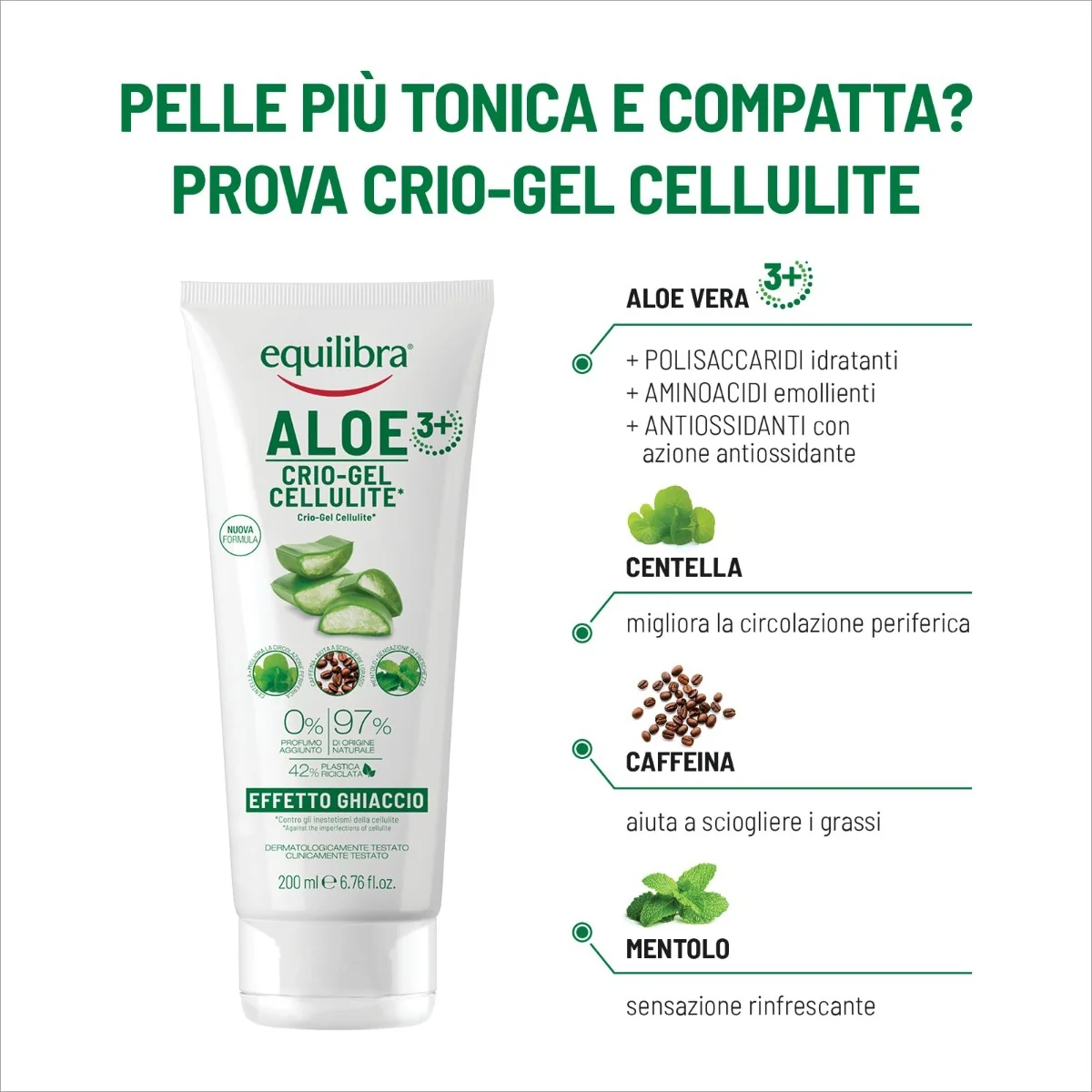 Equilibra Aloe Crio-Gel Cellulite 200 ml Effetto Ghiaccio