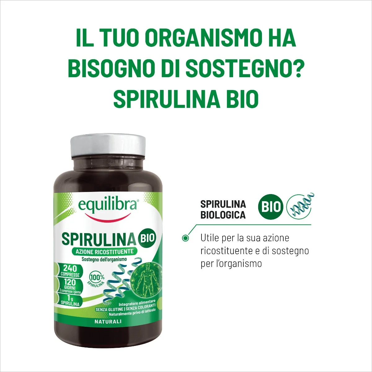 Equilibra Spirulina Bio 240 Compresse Senza Glutine