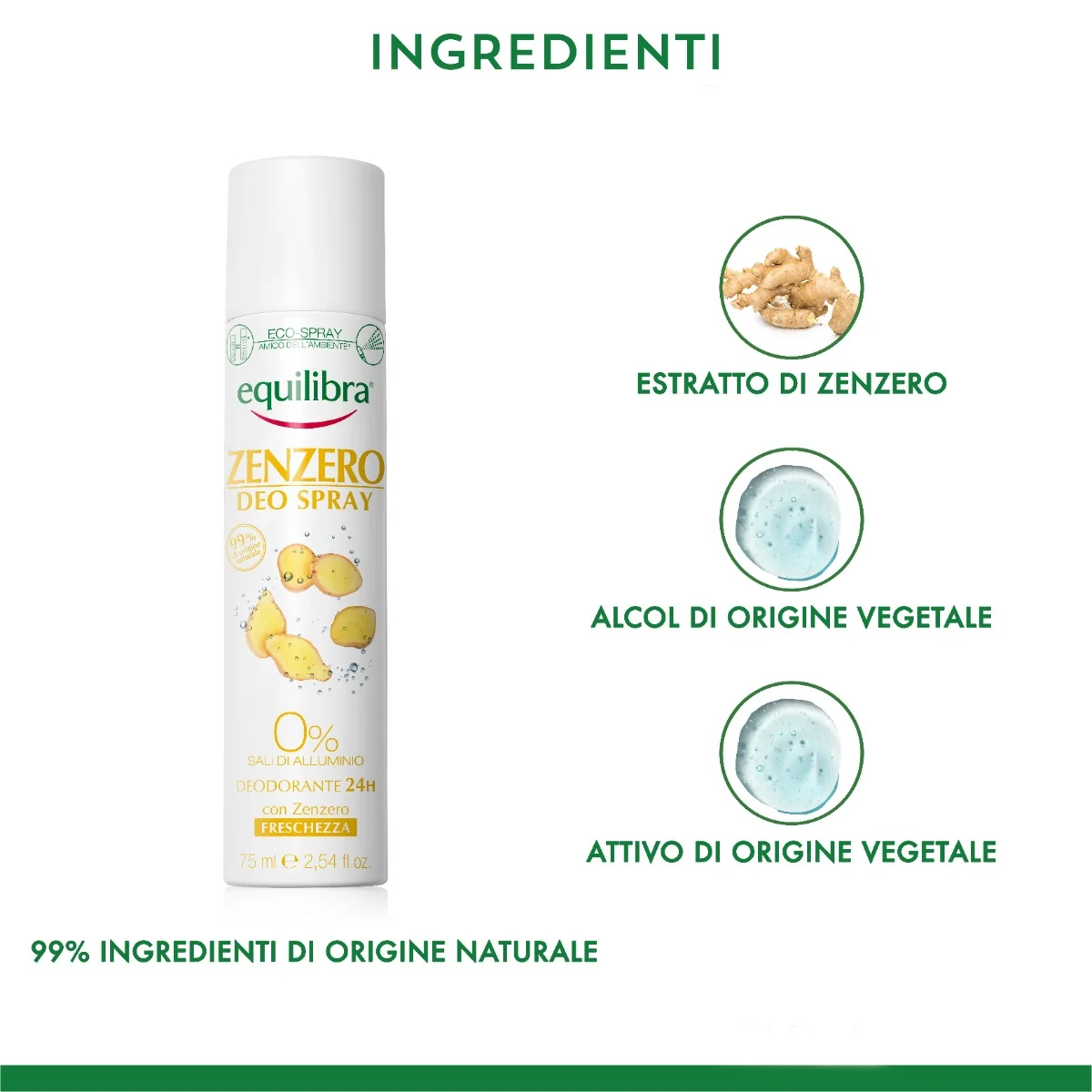Equilibra Zenzero Deo Spray 75 Ml Deodorante