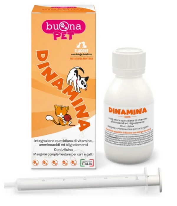 Buona Pet Dinamina Flacone 60G Mangime Complementare per Cani e Gatti