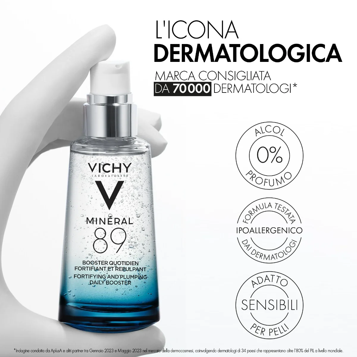 Vichy Minéral 89, 50 Ml Booster quotidiano fortificante e rimpolpante con acido ialuronico