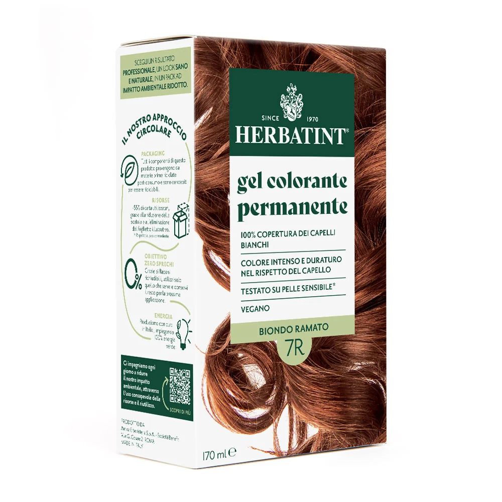 Herbatint Gel Colorante Permanente 7R Biondo Ramato 170 Ml Colore Intenso e Duraturo