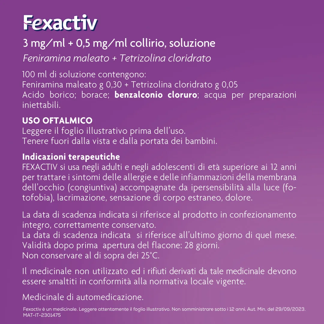Fexactiv 0,3% + 0,05% Collirio Antistaminico 10 ml 