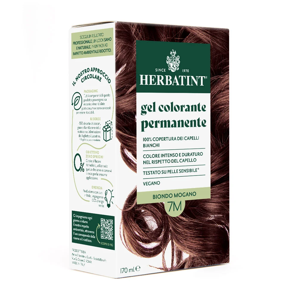 Herbatint Gel Colorante Permanente 7M Biondo Mogano 170 Ml Colore Intenso e Duraturo