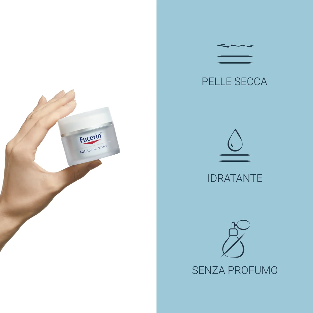 Eucerin Aquaporin Active Crema Rinfrescante Viso Pelle Secca 50 ml Azione Idratante Intensa