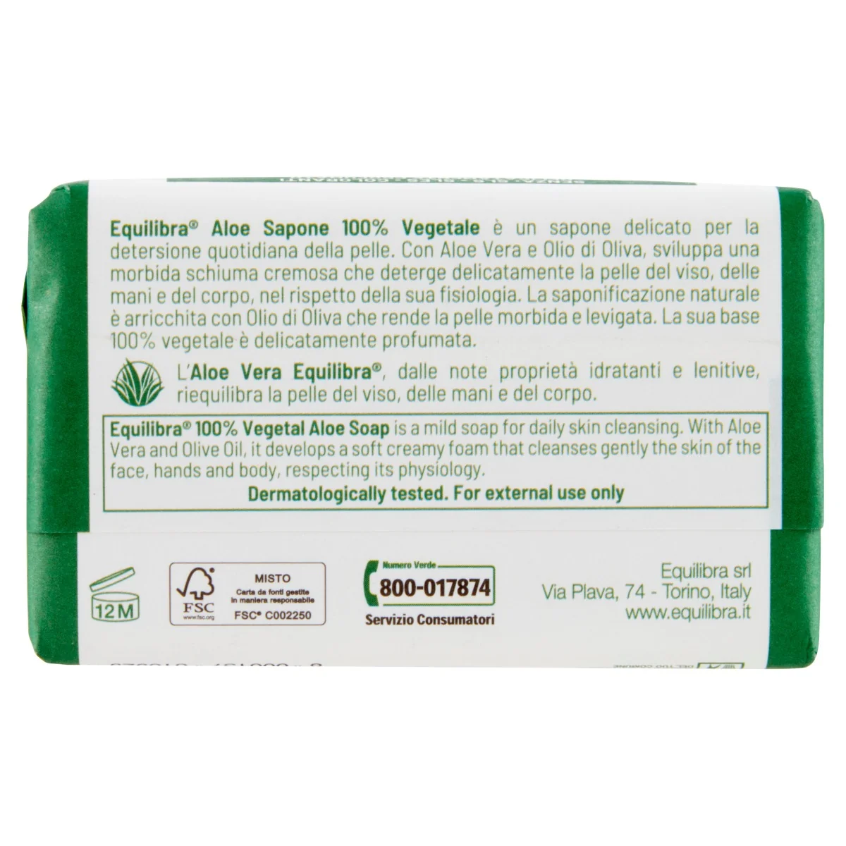 Equilibra Sapone Naturale Aloe 100Ml Delicatamente Profumata