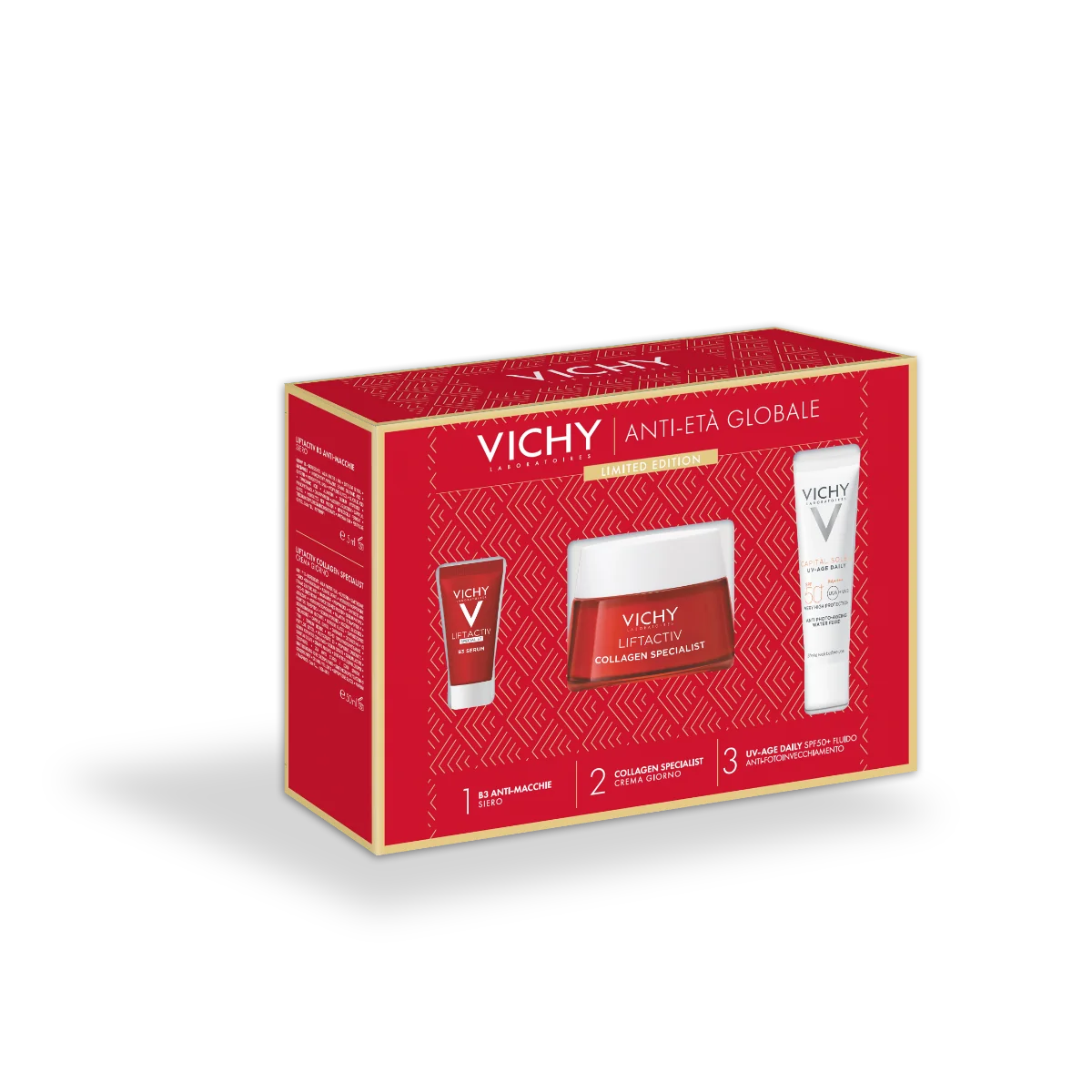 Vichy Cofanetto Liftactiv Specialist Siero Anti-macchie 5 ml + Crema Giorno 50 ml + Uv-age Daily SPF 50+ 15 ml