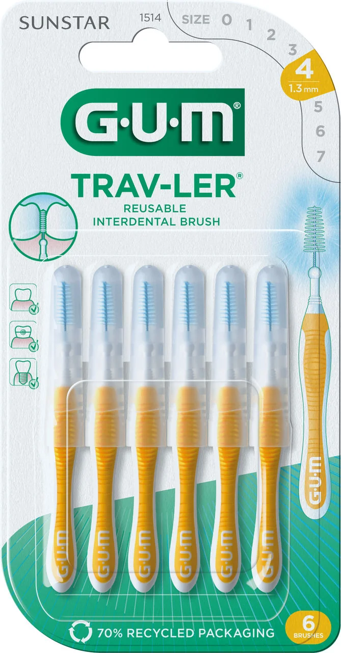 Gum Travler 1514 Scovo 1,3 6 Pezzi Scovolini Interdentali 1,3