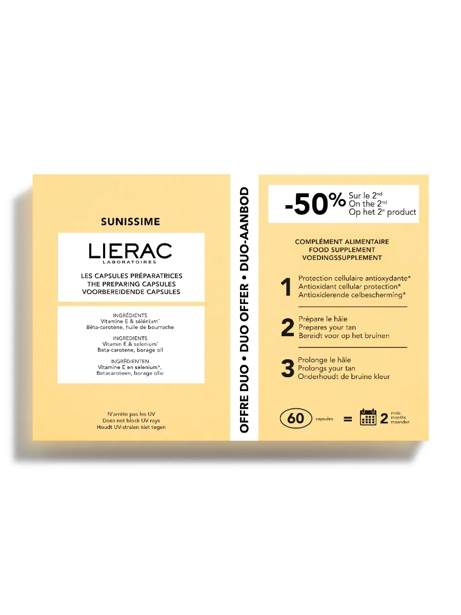 Lierac Sunissime Capsule Preparatrici 60 Cps Integratore per la Pelle al Sole
