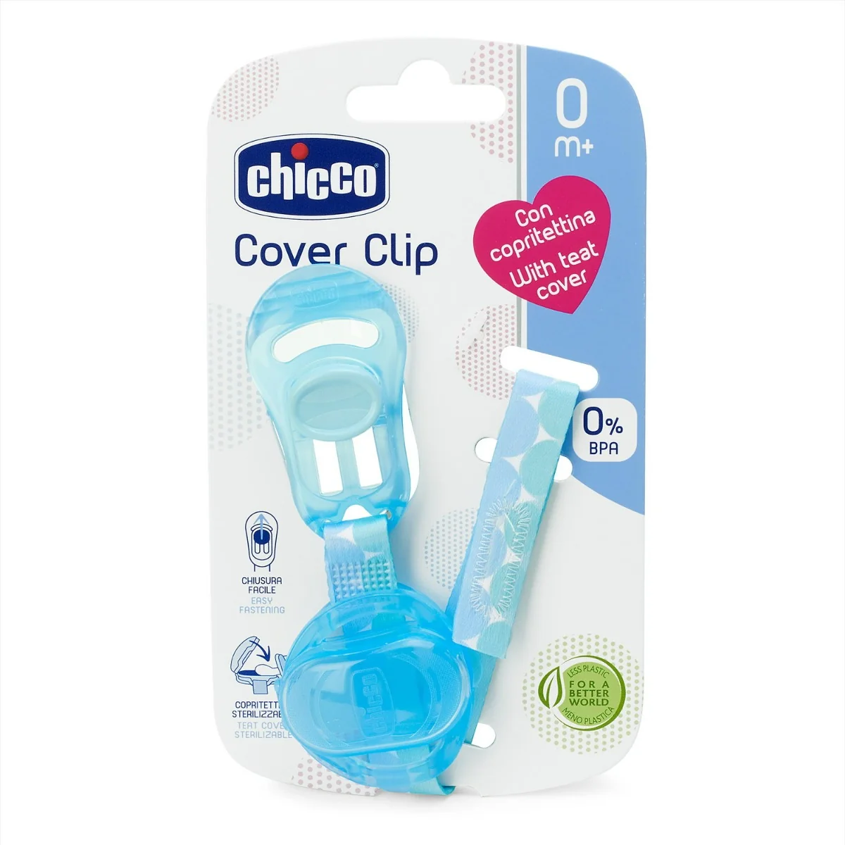 Chicco Clip Salvasucchietto Blu Sterilizzabile a Caldo e a Freddo