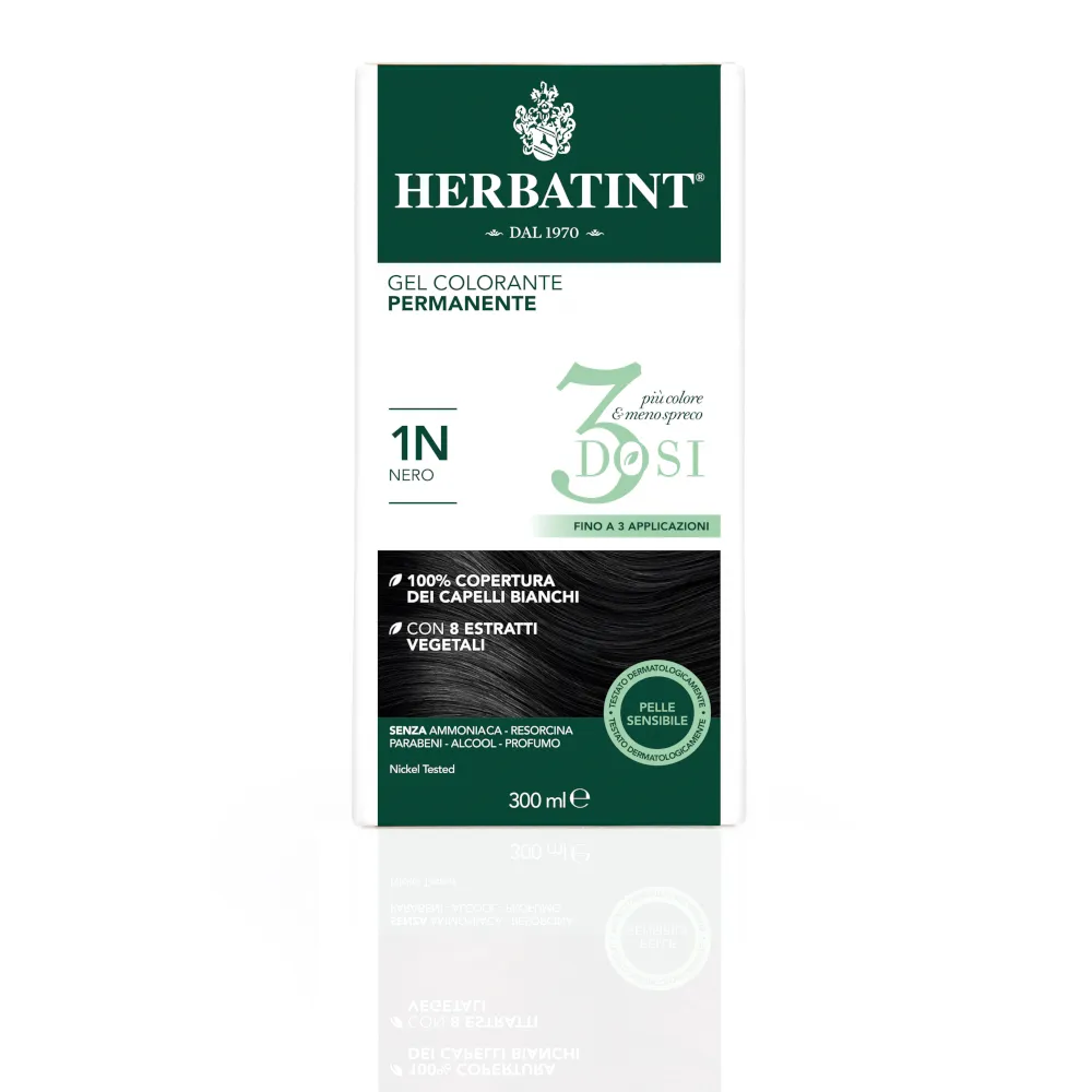 Herbatint Tintura Capelli Gel Permanente 3Dosi 1N Nero 300 ml 