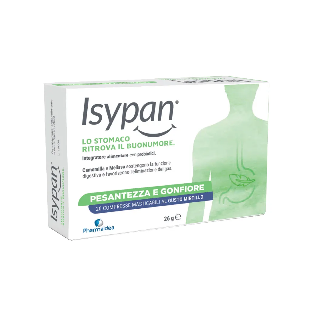 Isypan® Pesantezza E Gonfiore 20 Compresse Masticabili Prodotto per Gonfiore