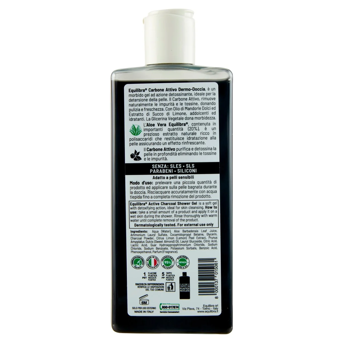 Equilibra Carbone Doccia Schiuma 265 Ml Igiene e Depurazione Cutanea