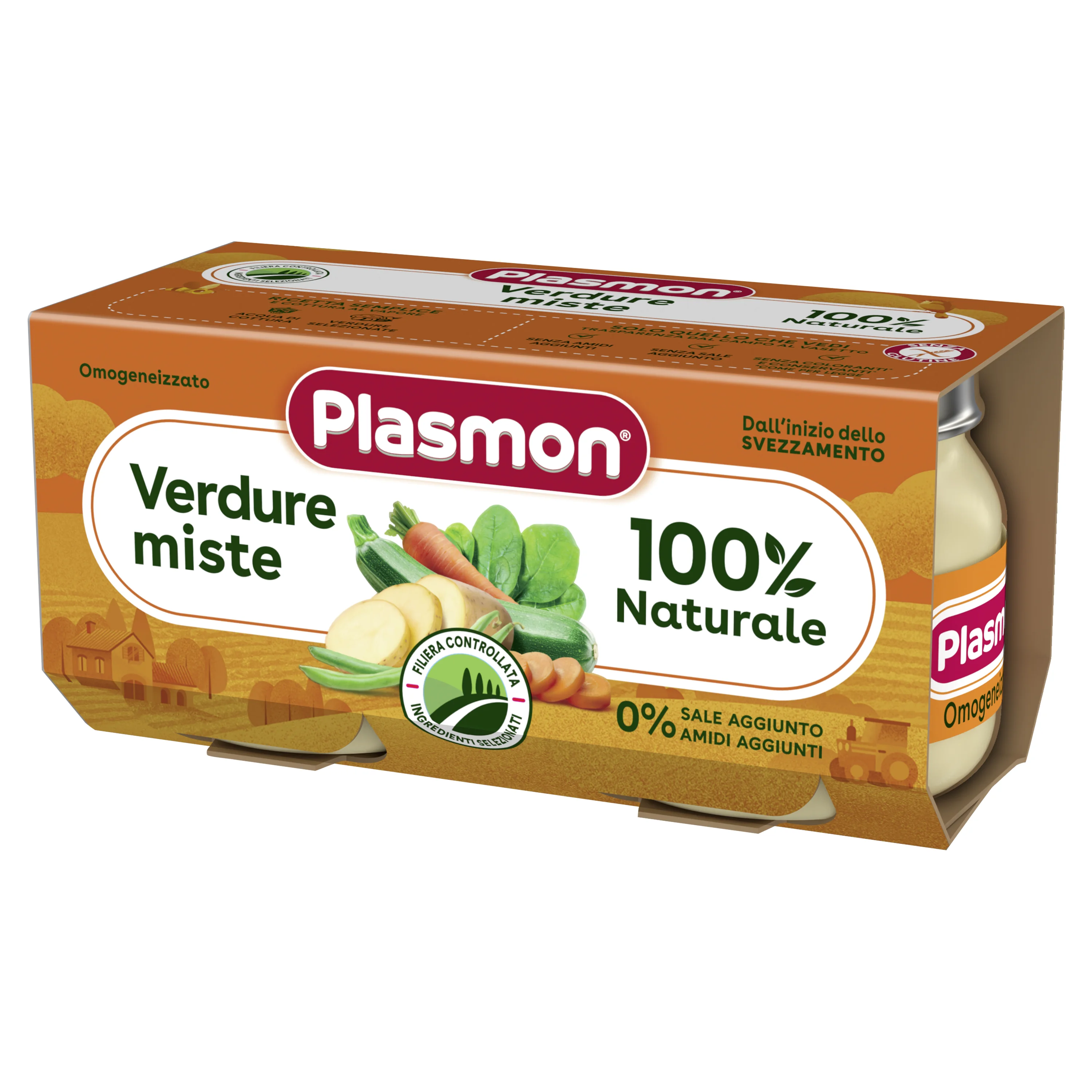 Plasmon Omogeneizzato Verdure Miste 2 Vasetti Da 80 g Alimento per l'infanzia
