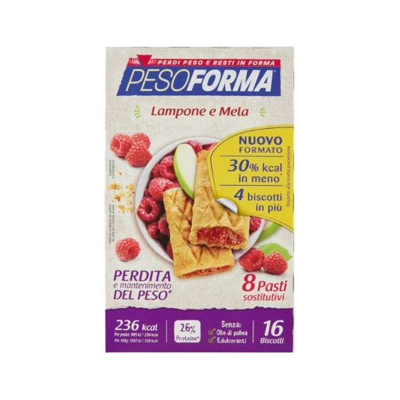 Pesoforma Biscotti Lampone e Mela 16 Pezzi Pasto Sostitutivo
