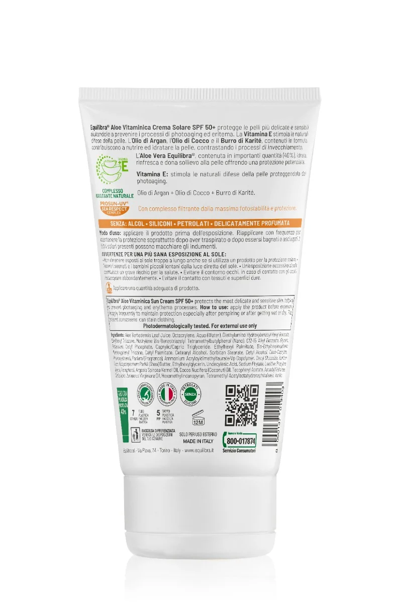Equilibra Crema Solare Aloe SPF 50 Vitaminica