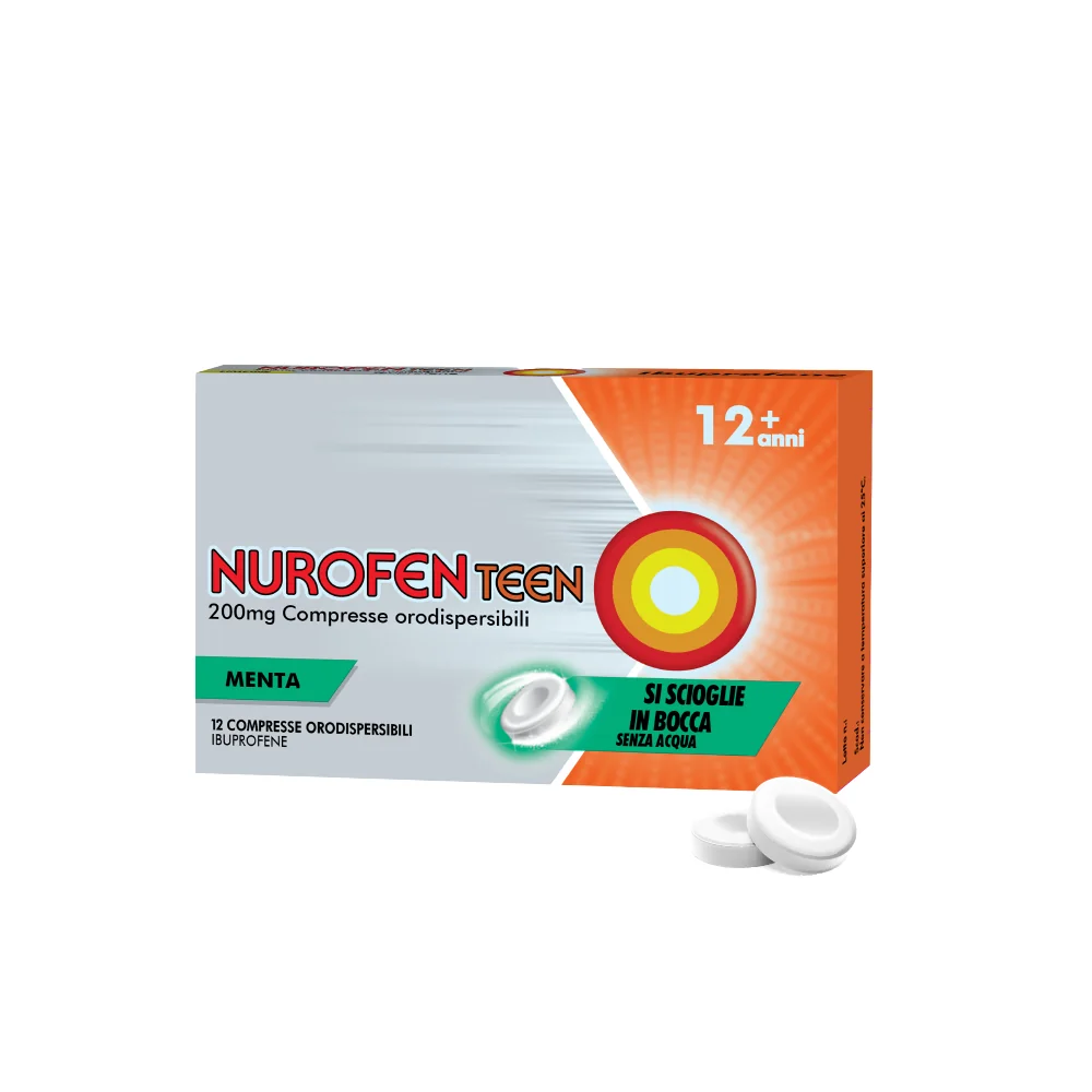 Nurofenteen 200 mg Ibuprofene Analgesico Menta 12 Compresse Orodispensabili Antinfiammatorio