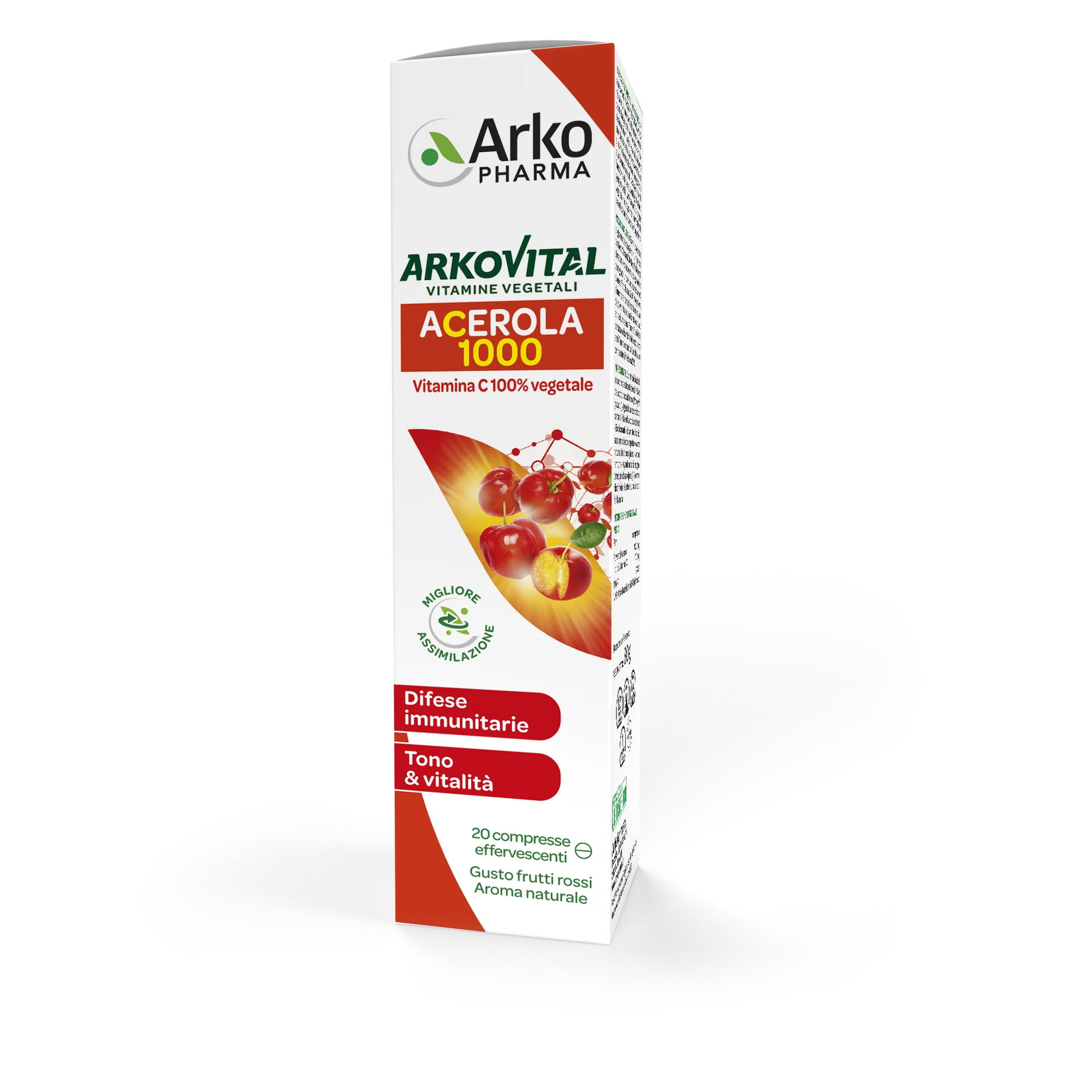 Arkopharma Arkovital Acerola 1000 20 Compresse Effervescenti Antiossidante e Stimolante Sistema Immunitario