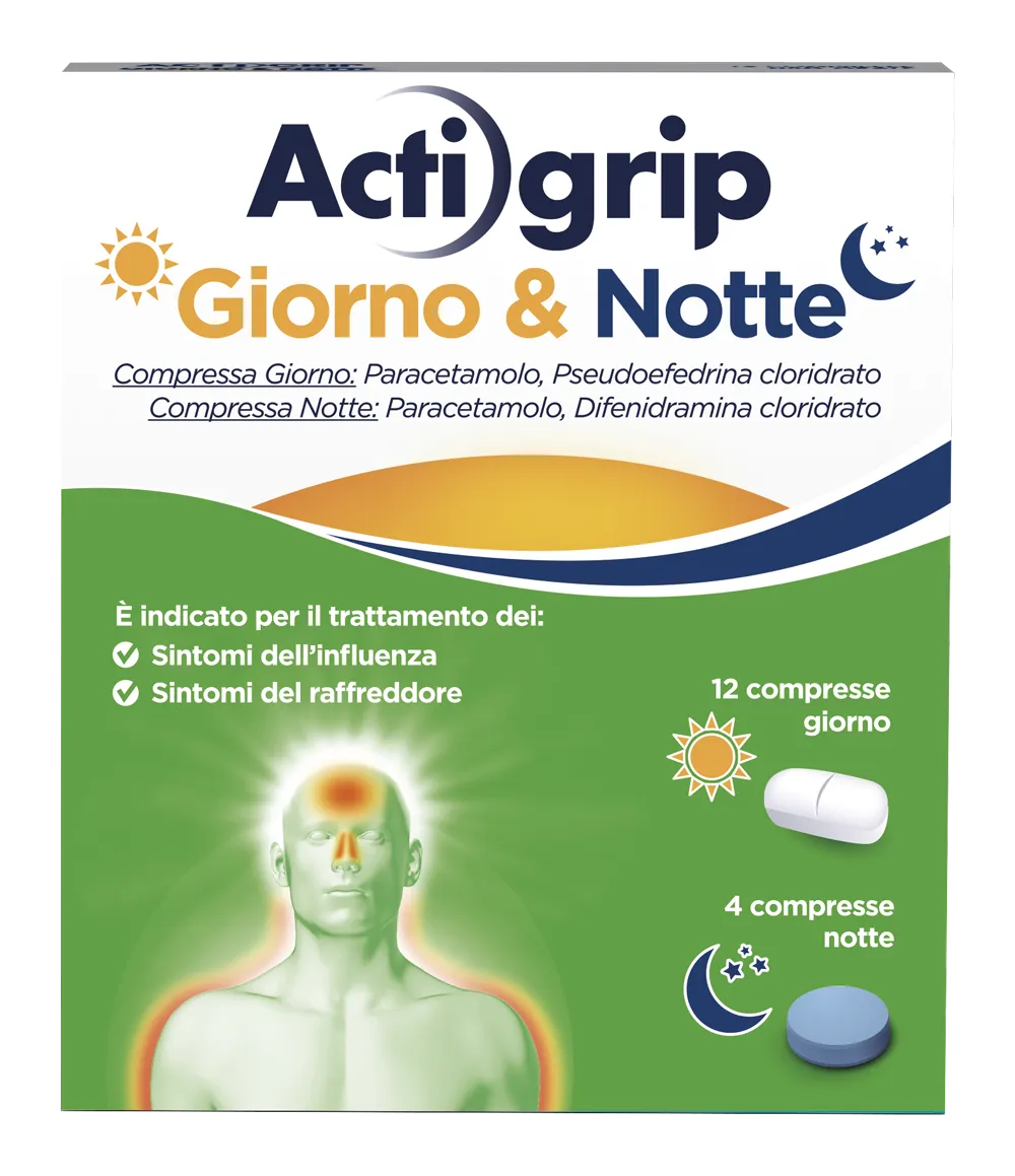 ACTIGRIP GIORNO&NOTTE 12+4 COMPRESSE