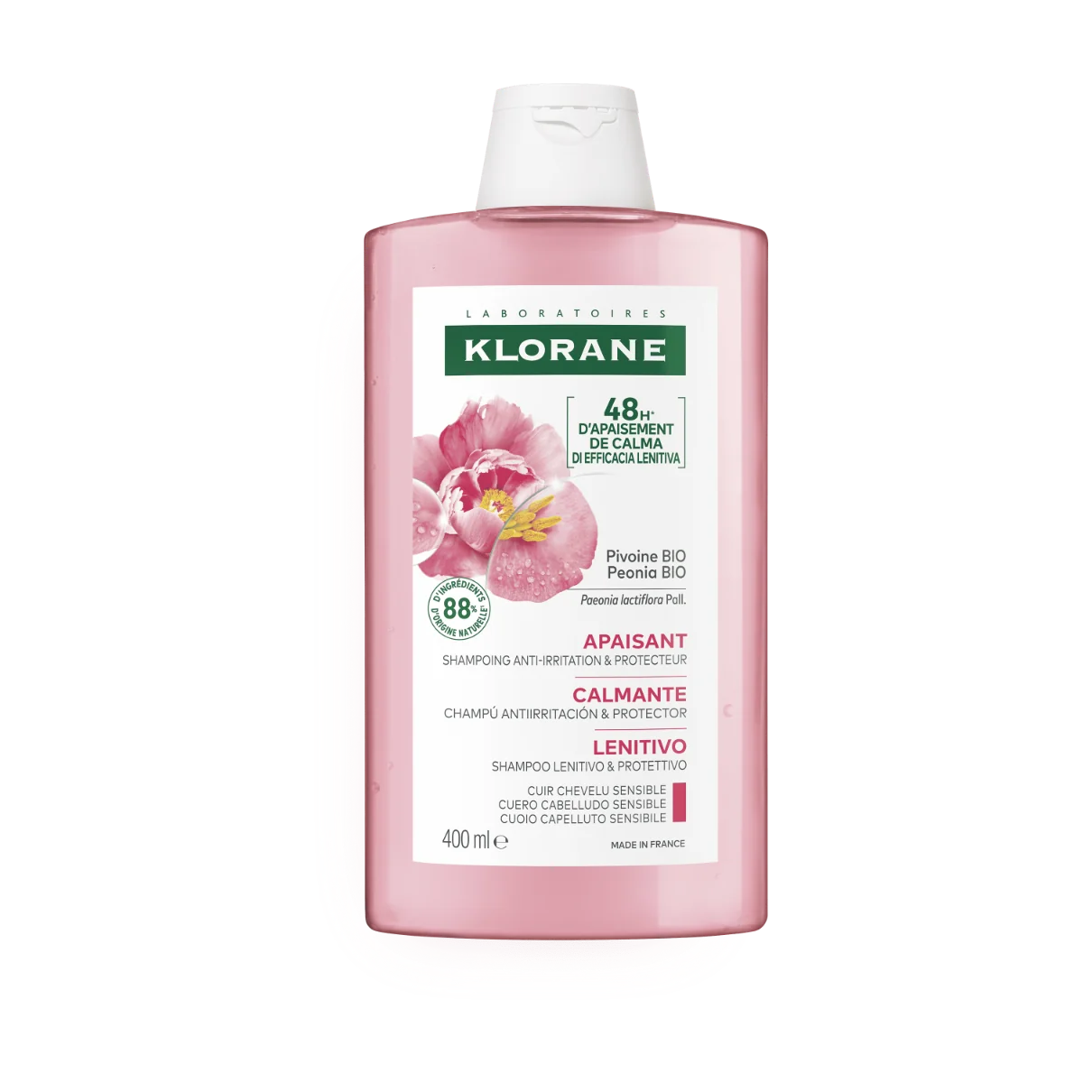 Klorane Shampoo Lenitivo e Protettivo alla Peonia 400 ml Cuoio Capelluto Sensibile