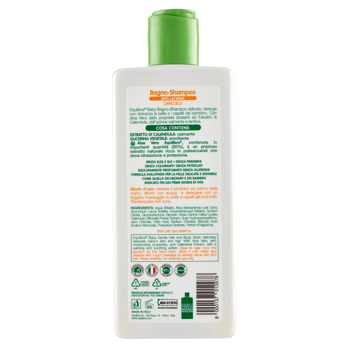Equilibra Bagnoshampoo Antilacrima Baby 250 Ml Adatto per Neonati