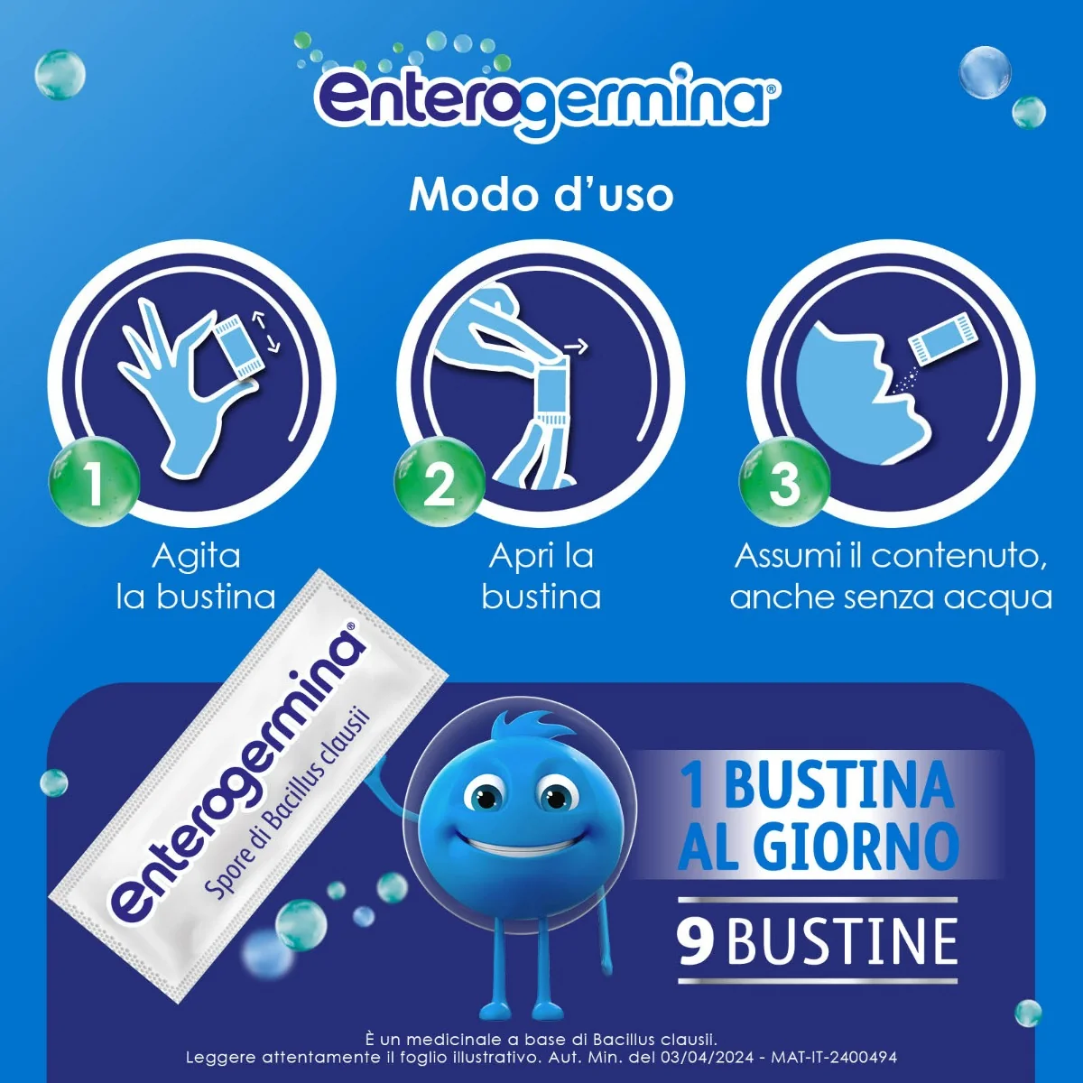 Enterogermina 6 Miliardi 10 Bustine Ripristino Flora Batterica Intestinale