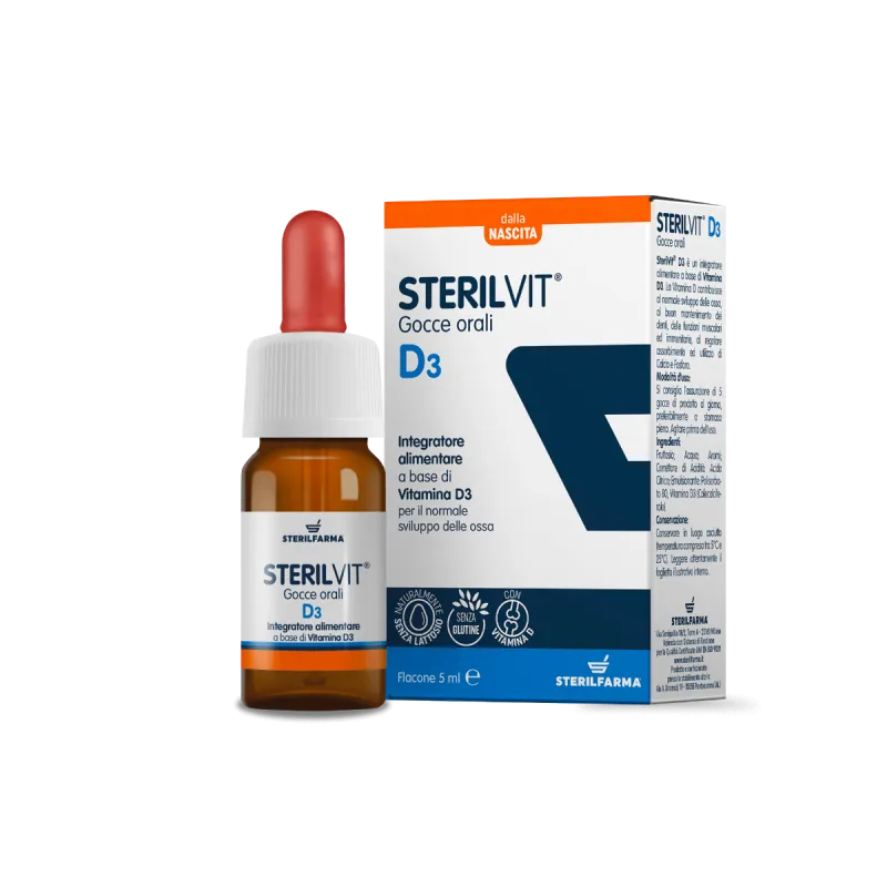 Sterilvit D3 Gocce Orali Integratore di Vitamina D 5 ml Senza Glutine