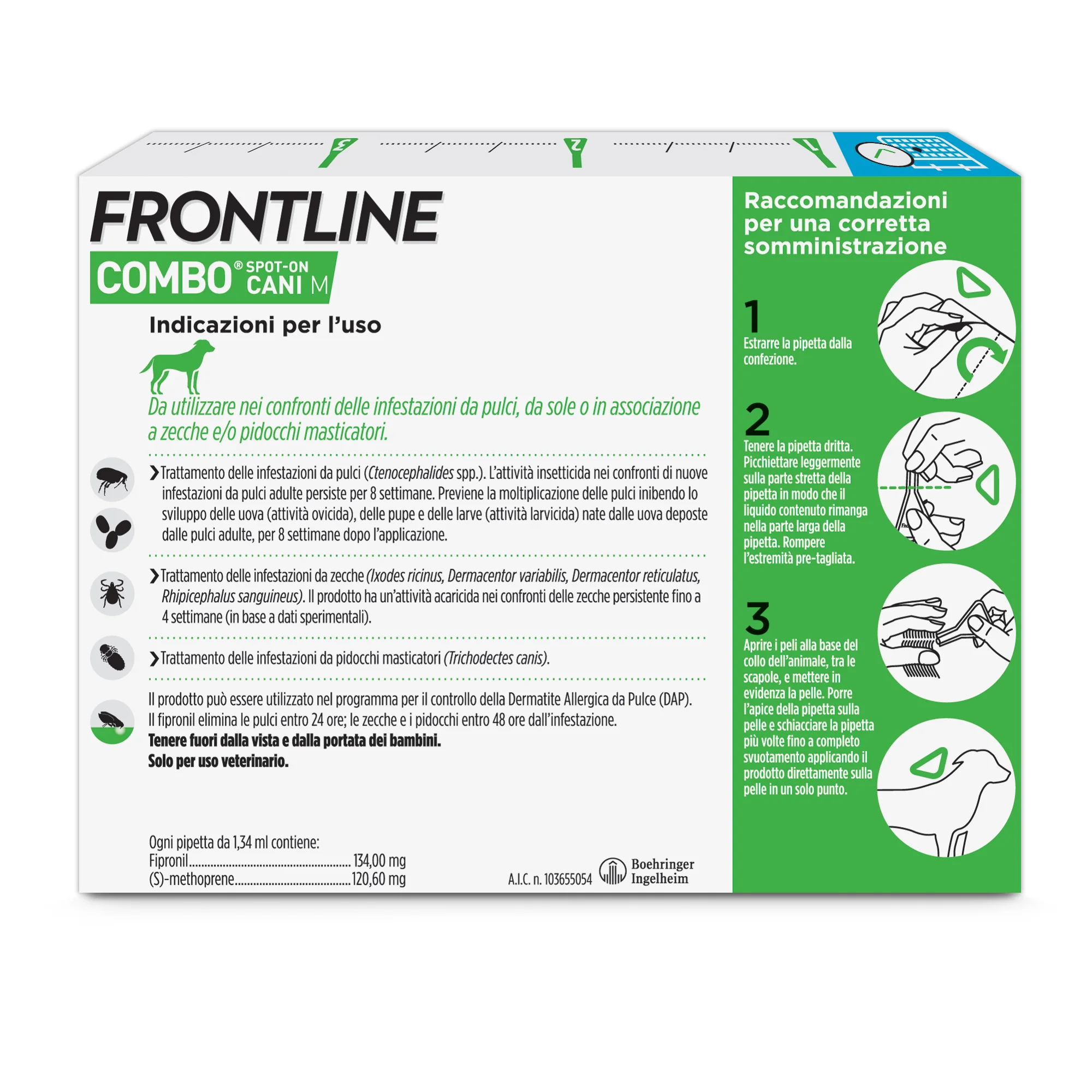 Frontline Combo Cani X3 Antiparassitario Contro Pulci, Zecche E Pidocchi (10-20Kg)
