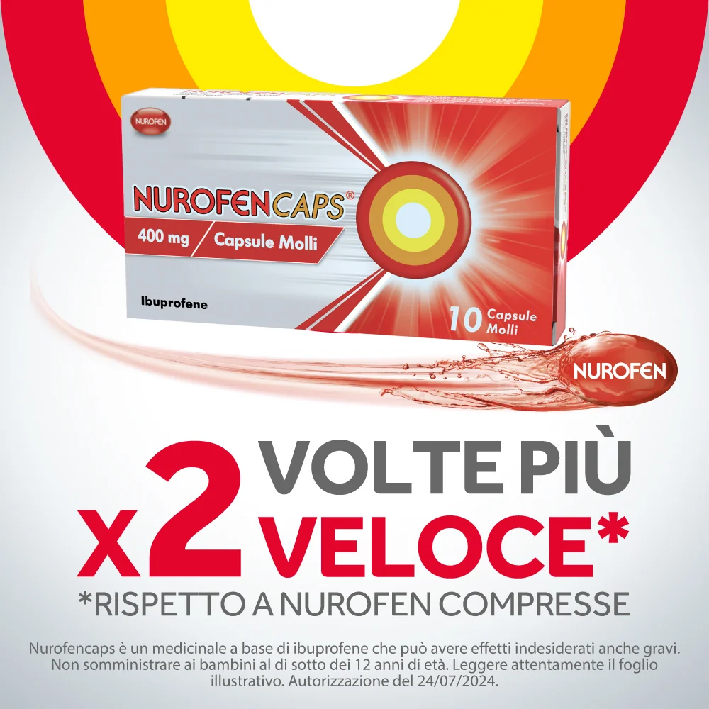 Nurofencaps 400 mg Molli Per Mal di Testa Dolori Ai Denti e Muscolari 10 Capsule Ibuprofene