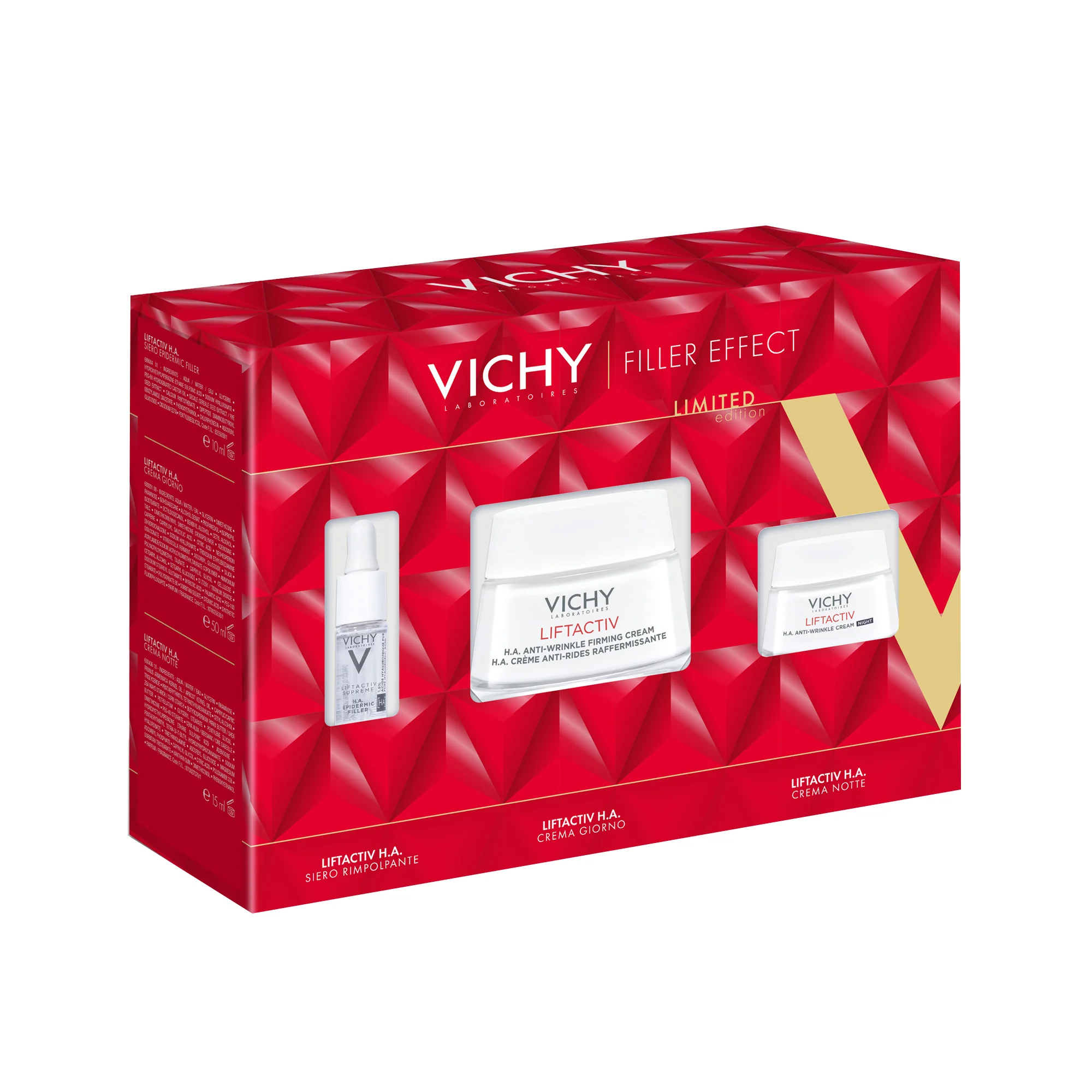 Cofanetto Liftactiv H.A. Crema Giorno 50 ml + Siero H.A. Epidermic Filler 10 ml + Liftactive Supreme Notte 15 ml Effetto filler