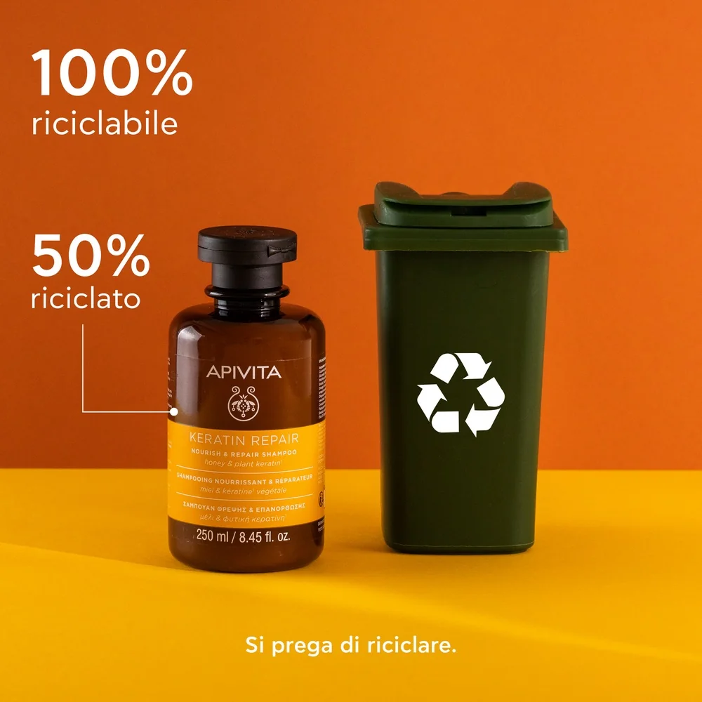 Apivita Nourish & Repair Shampoo Keratin Repair 250 ml Capelli Secchi e Danneggiati