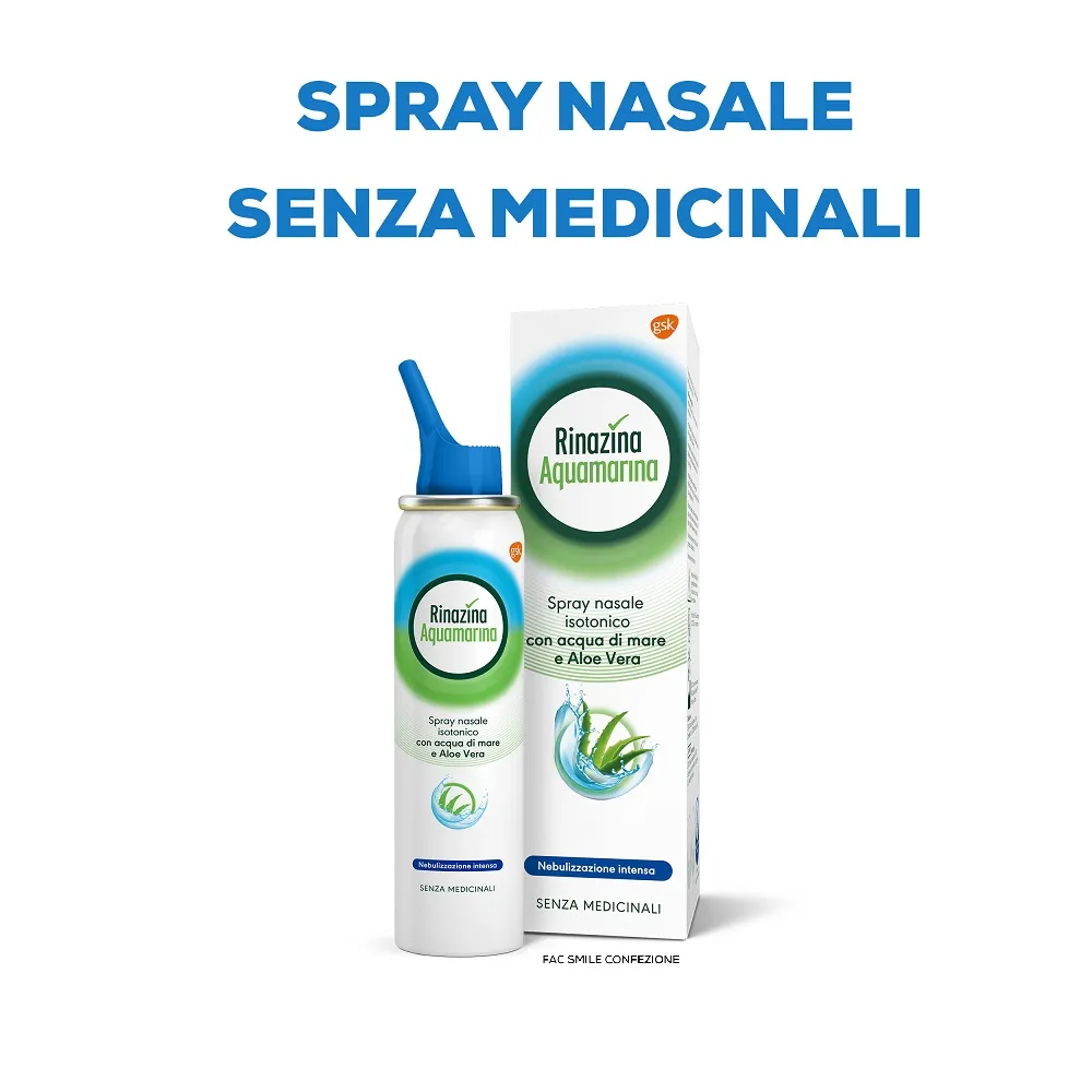 Rinazina Aquamarina Spray Nasale Isotonico Intenso 100 ml Con Aloe Vera