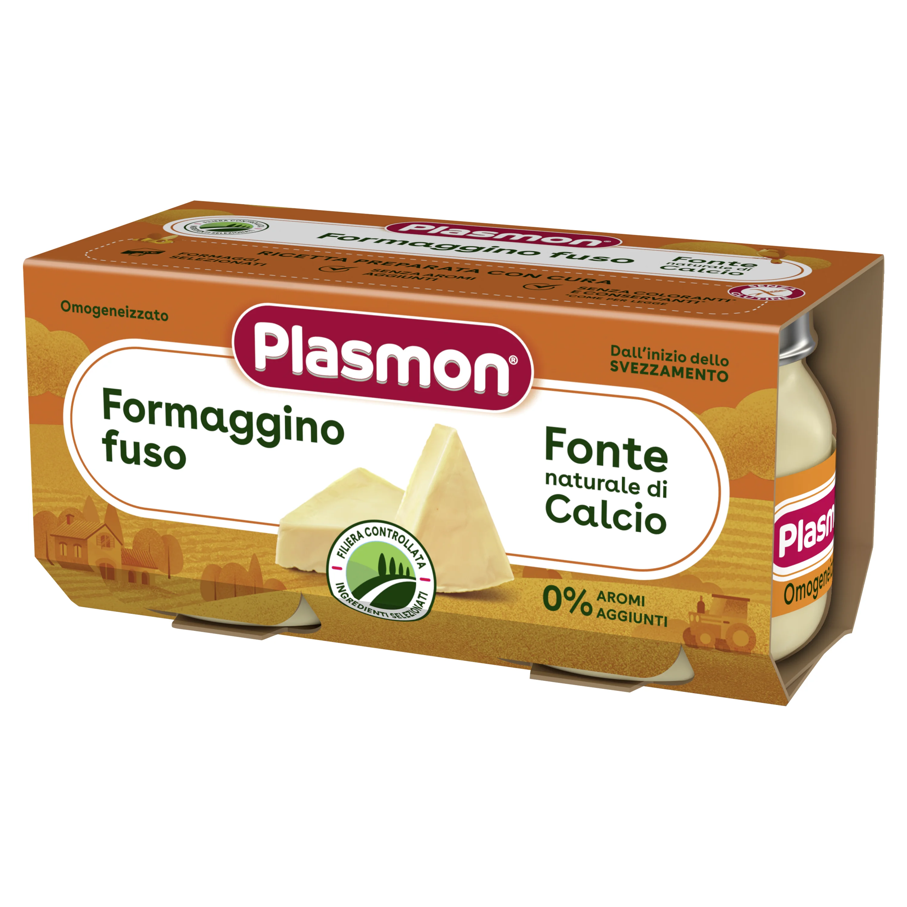 Plasmon Omogeneizzato Formaggino Fuso Classico 2 x 80 g Alimento per Infanzia