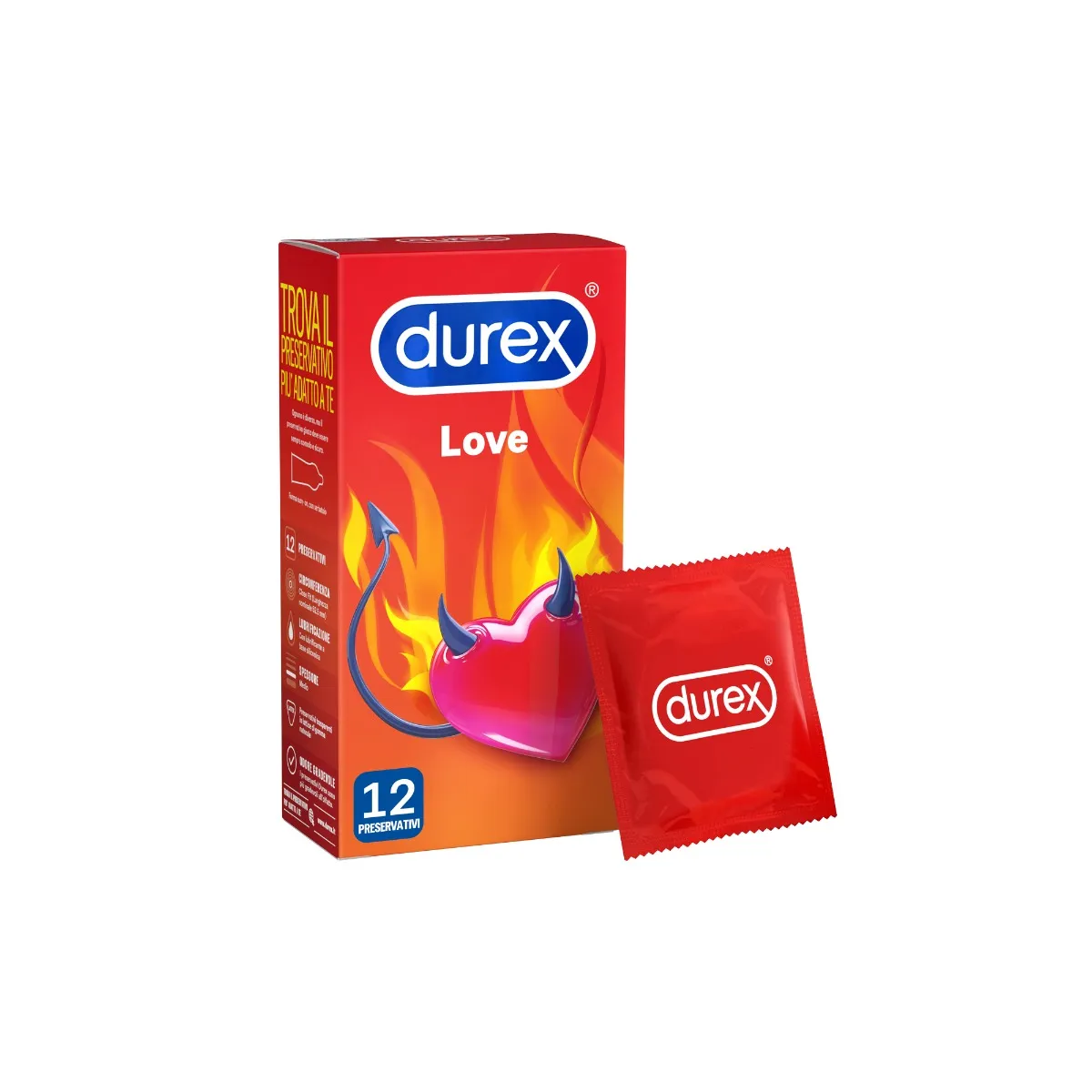 Durex Love Con Forma Easy-on 12 Profilattici Trasparenti e Lubrificati