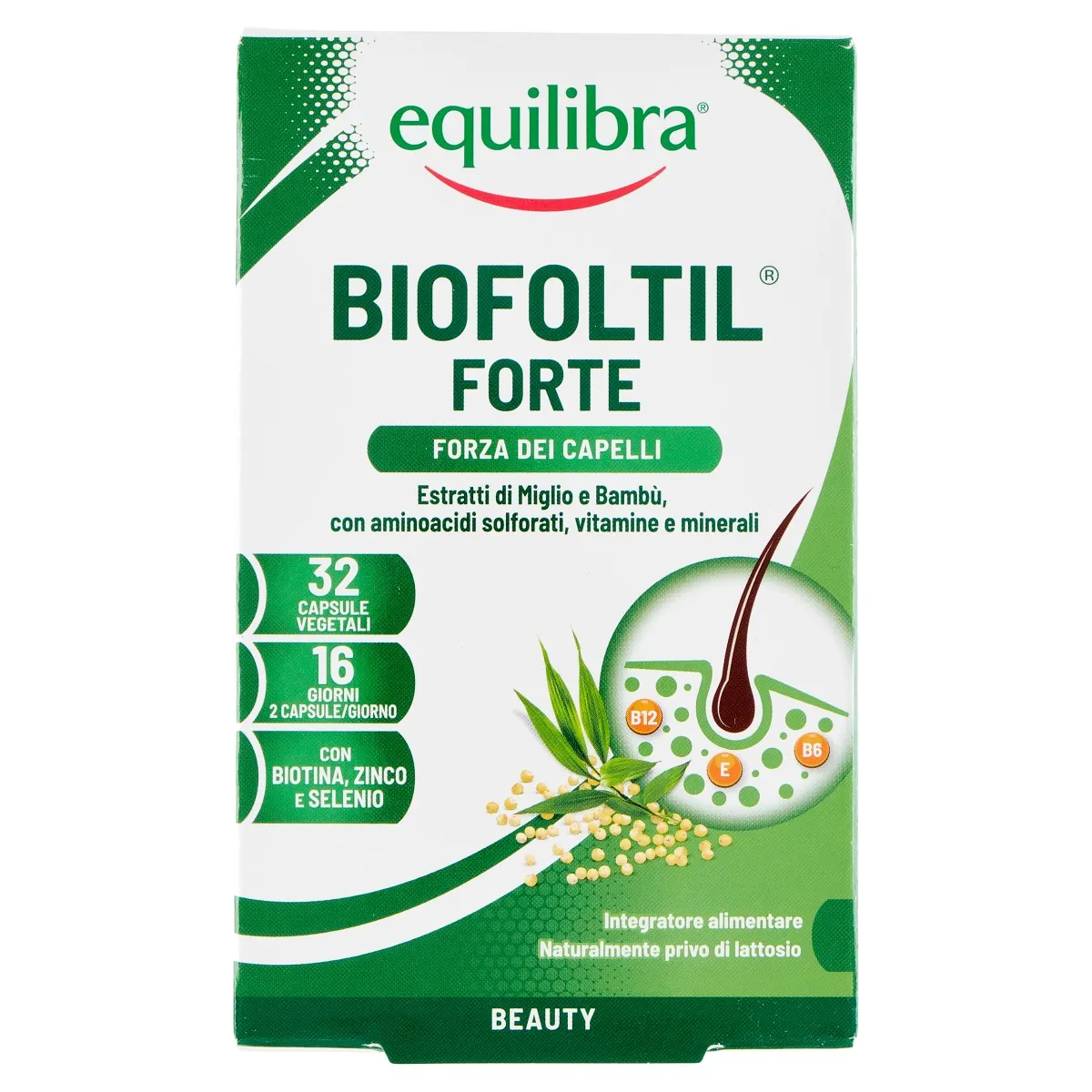 Equilibra Biofoltil Forte 32 Perle Vegetali Integratore per Rinforzare i Capelli