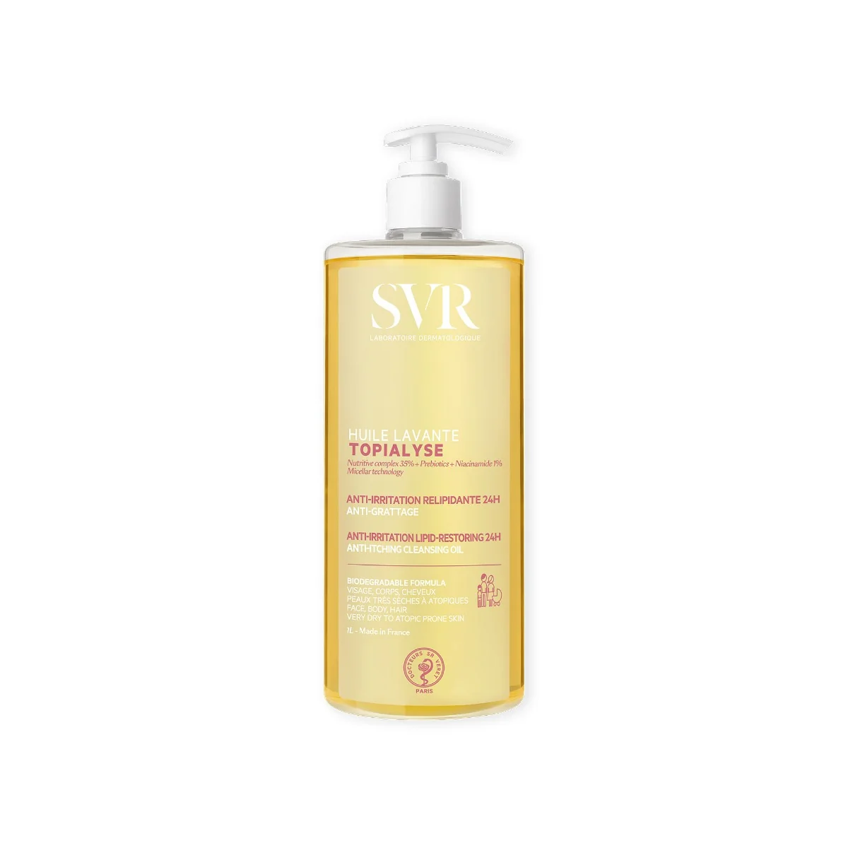 SVR Topialyse Huile Lavant 1 L Nuova Formula Detergente Anti-Irritazioni Anti-Prurito