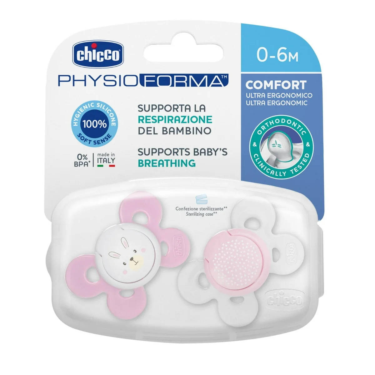 Chicco Succhietto Comfort Girl Silicone 2 Pezzi 0-6 mesi