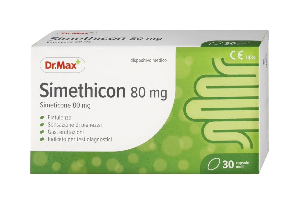 Dr. Max Simeticone per Adulti 80Mg 30 Capsule Contro Gonfiore e Tensione Addominale