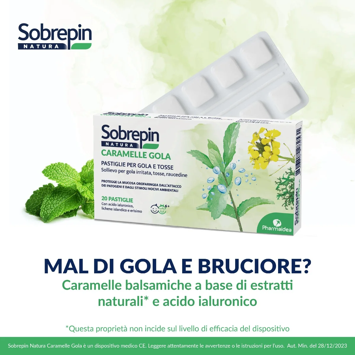 Sobrepin Natura Gola Caramelle Menta per Gola Irritata