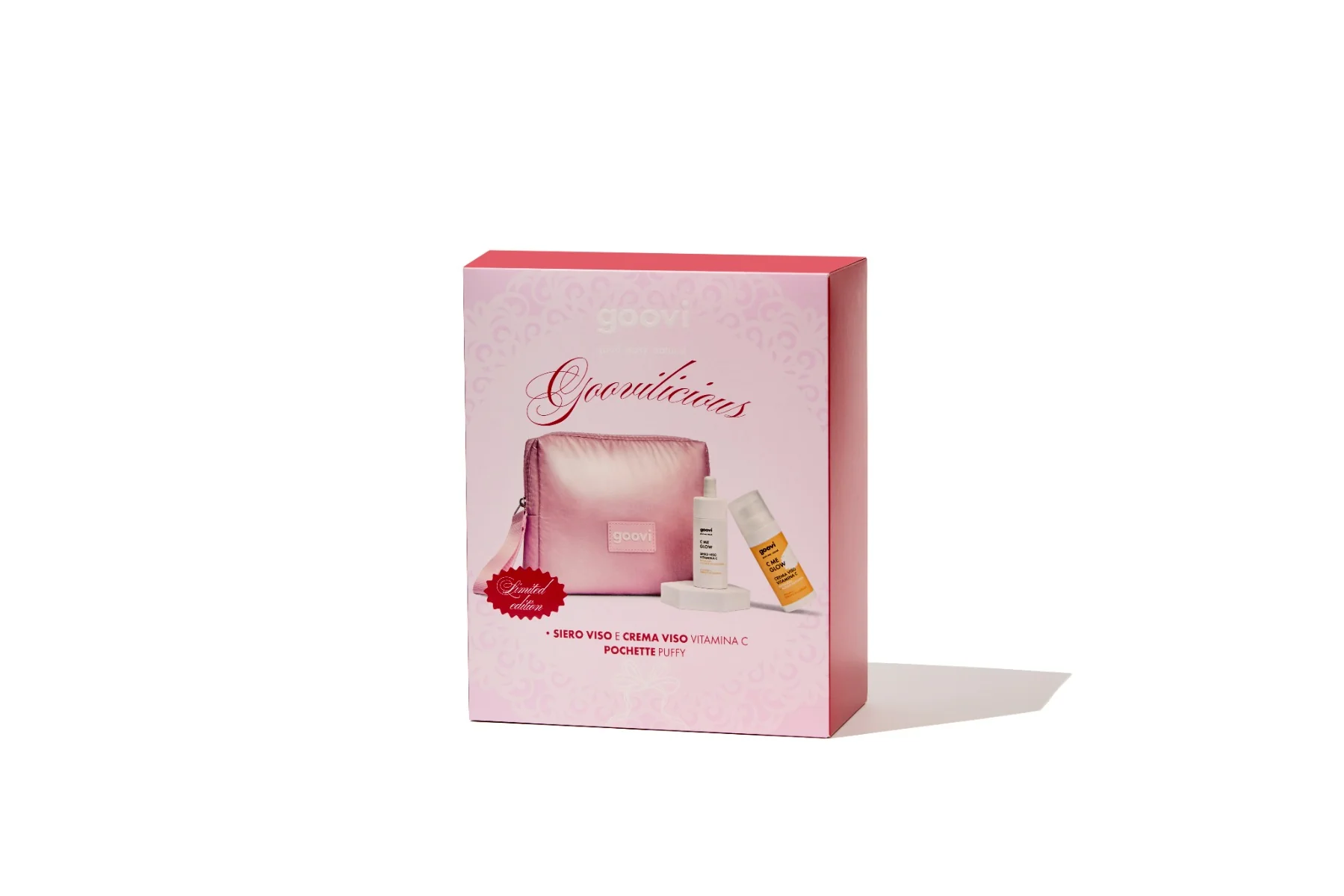 Goovi Cofanetto Vitamina C 2025 Siero viso vitamina C 30 ml + Crema viso vitamina C 50 ml + Pochette riutilizzabile