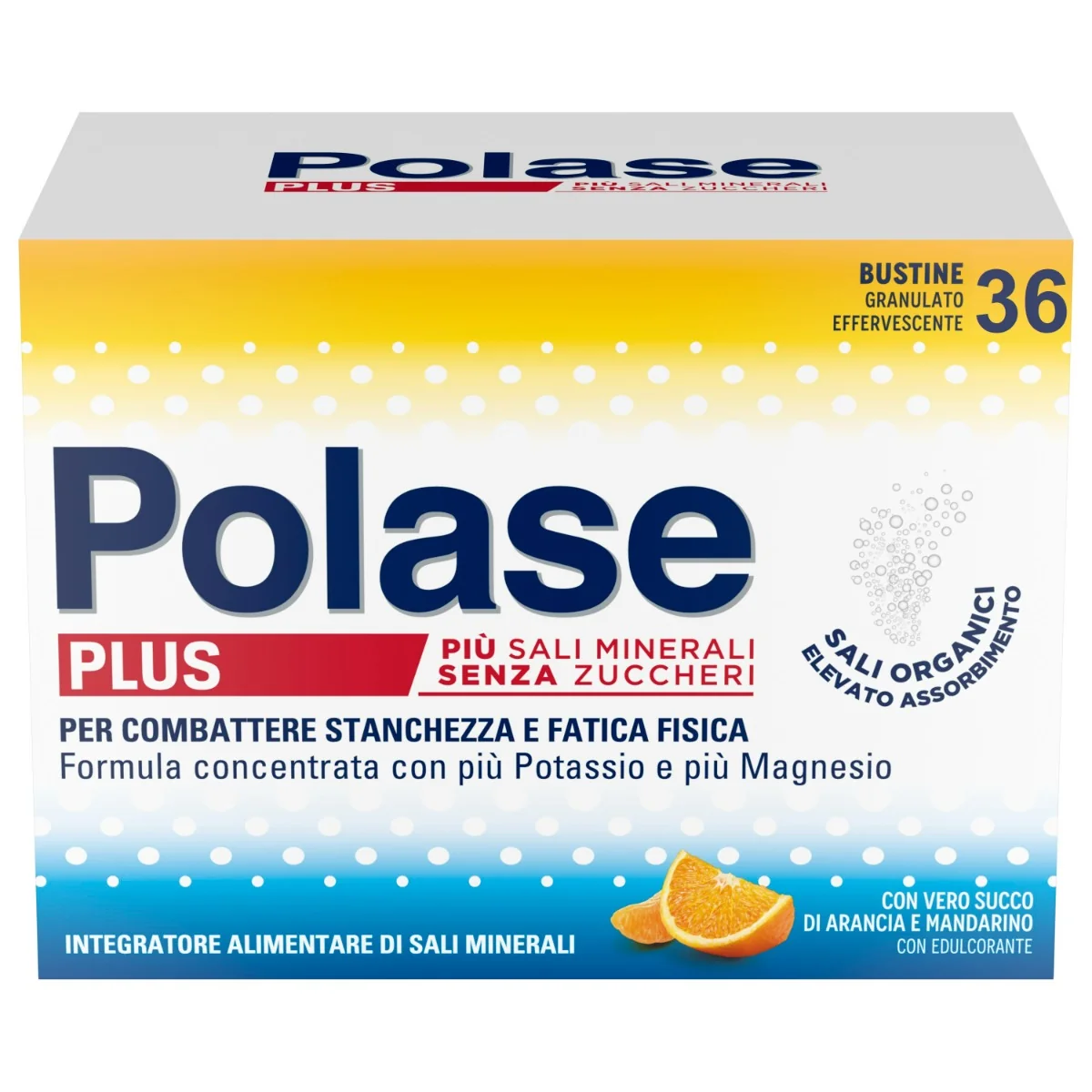 Polase Plus Gusto Arancia Senza Zuccheri 36 Bustine Integratore per la Fatica
