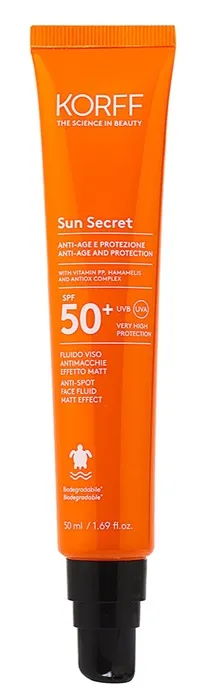 Korff Sun Secret  Effetto Matt SPF 50+ 50 ml - Fluido Viso Antimacchie