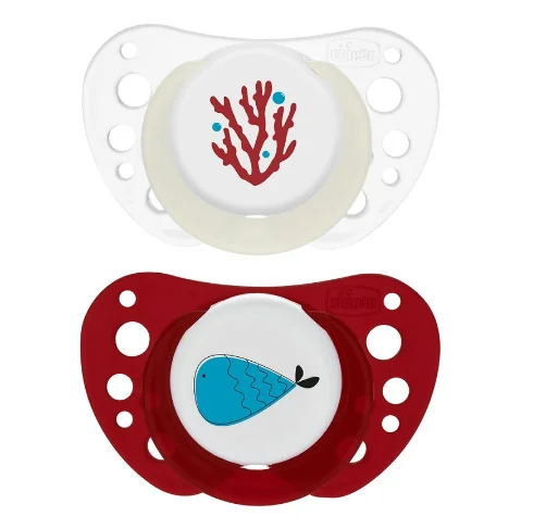 Chicco Succhietto Air Rosso Lumi Silicone 16-36 Mesi 2 Pezzi Prima Infanzia