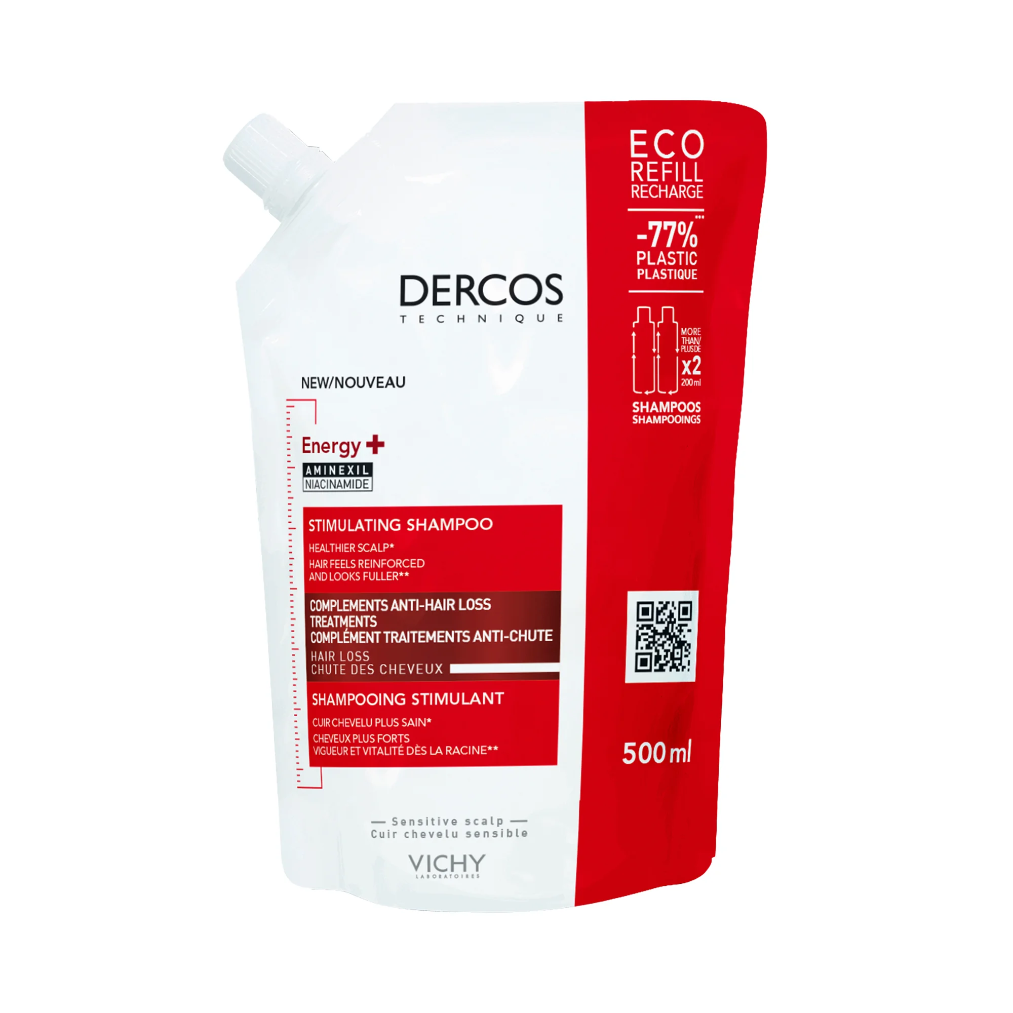 Vichy Dercos Shampoo Energy+ Eco-Ricarica 500 Ml Energizzante e rinforzante